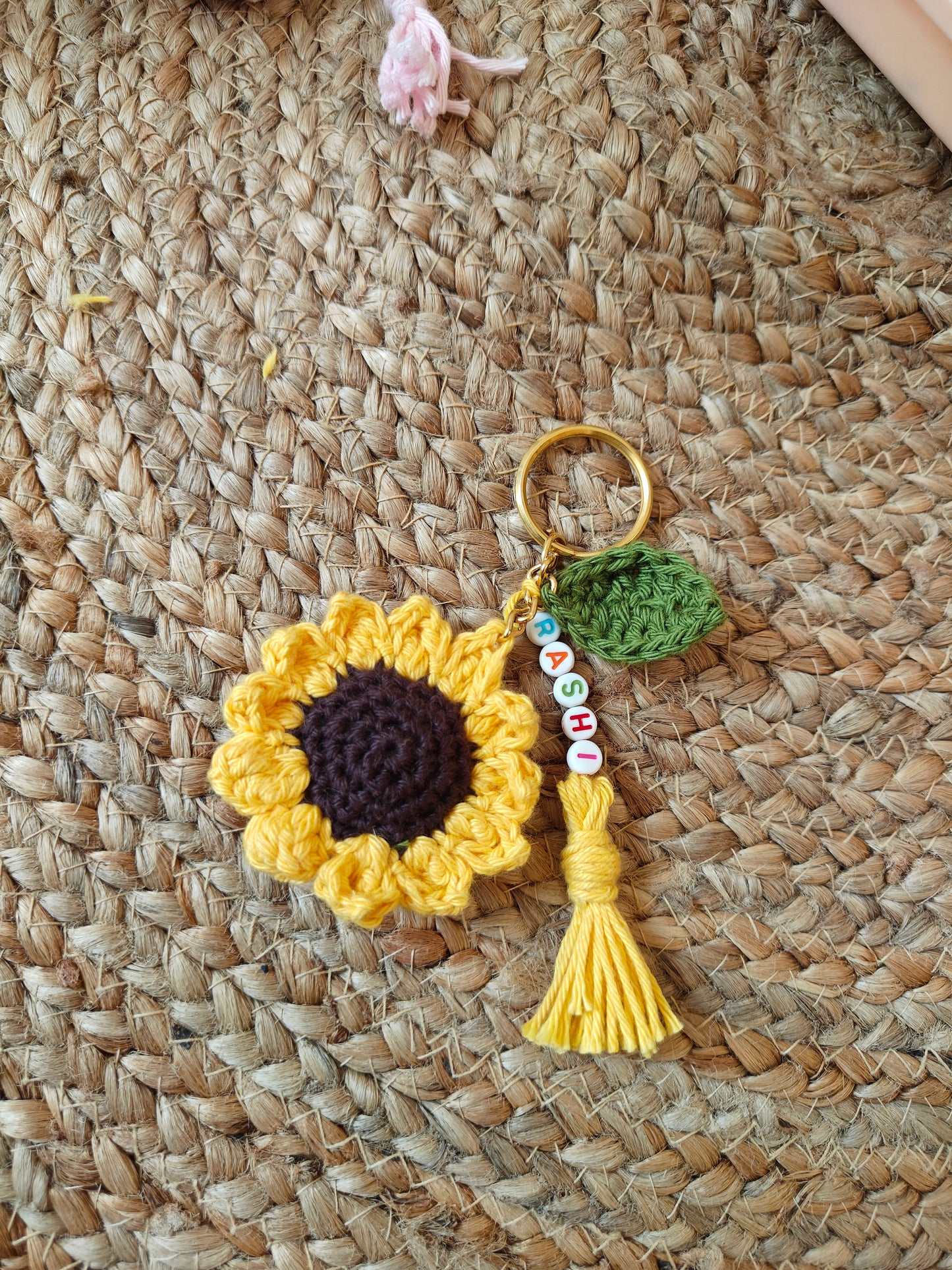 Sunflower keyring with name
